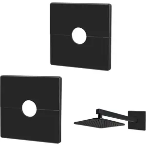 2 Pcs Black Square Split Plumbing Cover Plates Wall Pipe Flange Escutcheon for Standard 1/2 Inch Fixed Shower Head Faucet Shower Arm Pipes