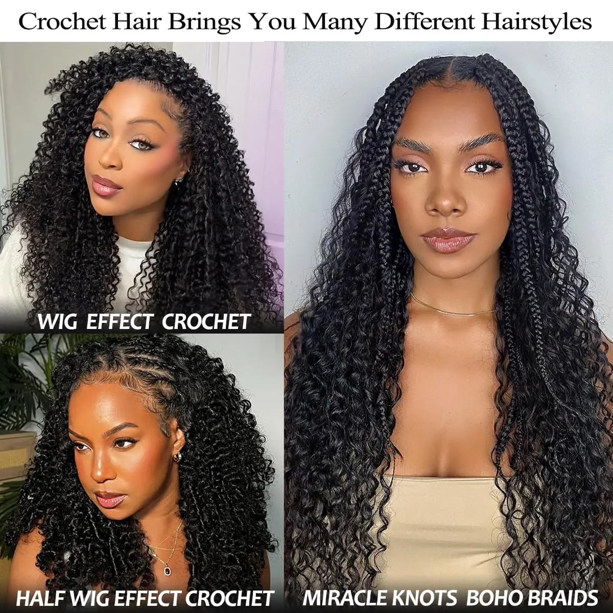 Kinky Curly Human Hair Extensions 18 Inch Knotless Pre-Separated 70g Pack Kinky Curly Miracle Knots Human Crochet Hair, Invisible Pre  main image 3