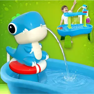 Dinosaur Water Table Pump, Rechargeable Battery Powered Water Pump for Water Table Accessories, 3 Hours Continuous Flow Summer Outdoor Water Play Toys (Blue)