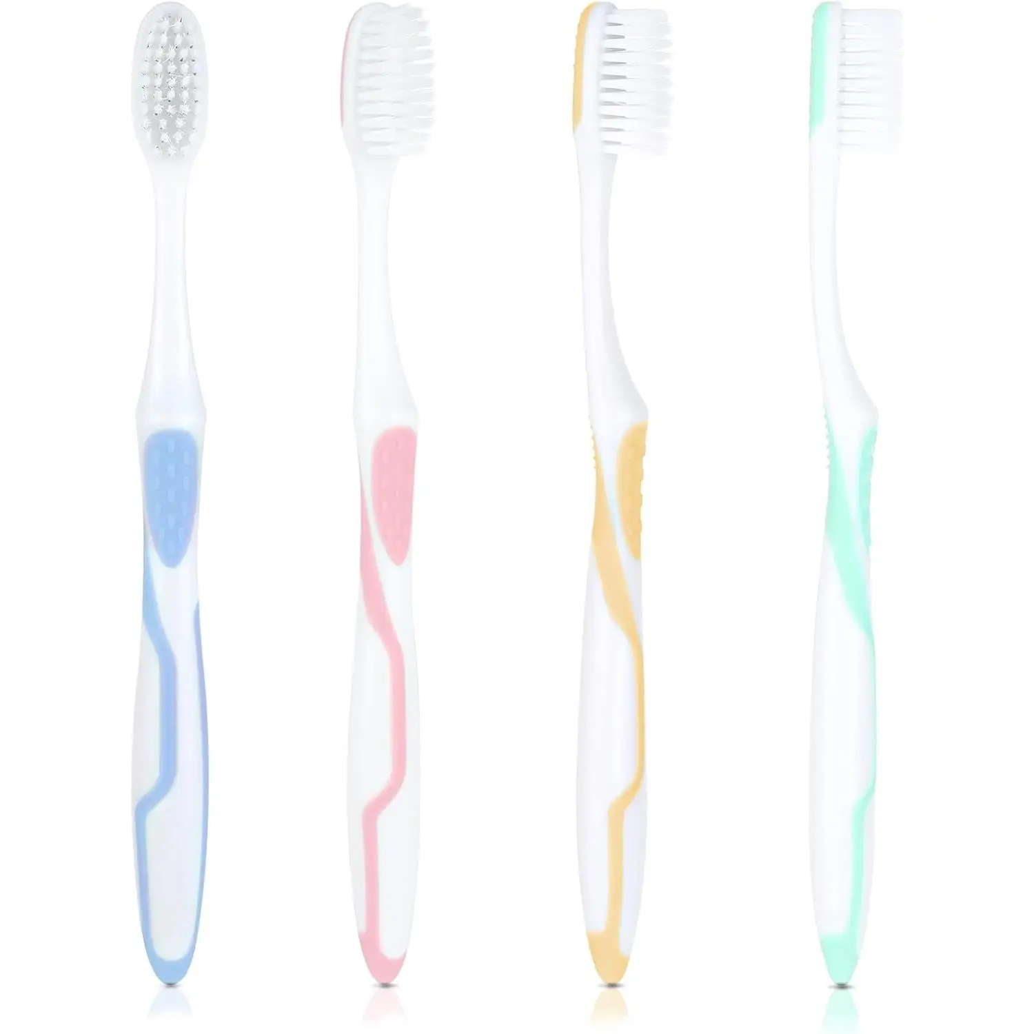 4 Pack Toothbrush Extra Soft Travel Kit, Toothbrushes for Adults Sensitive Gums Portable Manual Toothbrush Kit Small Travel Tooth Brush for Camping, Traveling, School and Home Supplies Oral Comfort