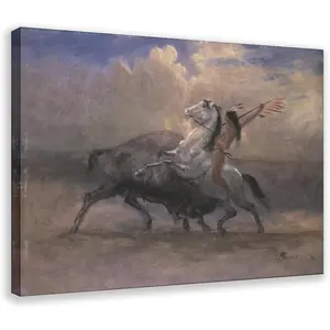 Albert Bierstadt Romantic American Landscape Sketch for The Last of The Buffalo, 1888 Poster Print for Teen Boys Room Wall Art Canvas Print 24x36inch(60x90cm)