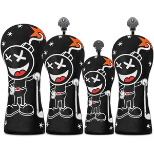 Funny Play Ball Bomb Design Golf Club Headcovers, Golf Accessories, Durable Protection for Drivers & Hybrids, Ideal for Both Men & Women