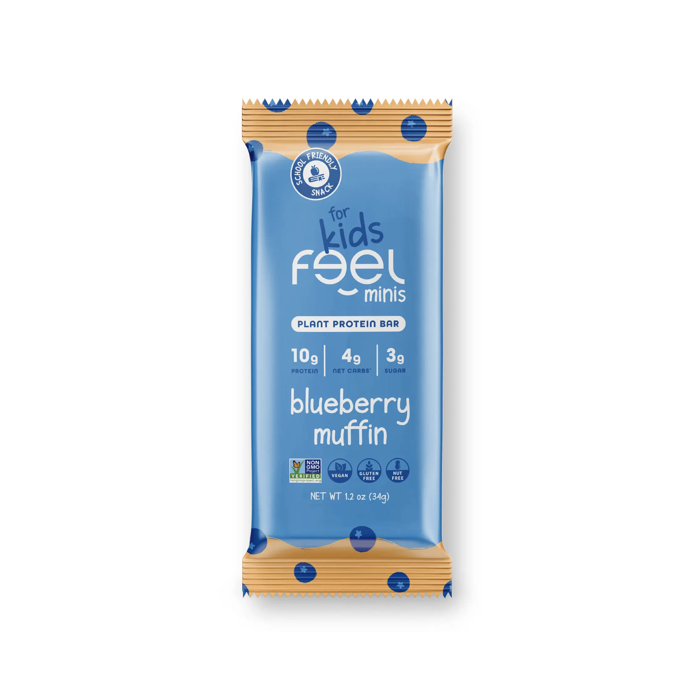 Feel Minis – Protein Bars for Kids | Blueberry Muffin – 12 Pack | Mom Approved | School Snack | No Added Sugar | + Daily Veggies | Gluten Free, No Nuts, No Soy, No Dairy, No Grains