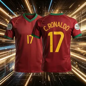17# Cristiano Ronaldo 2006 Portugal National Home Red Short Sleeve Soccer Jersey Fans Version