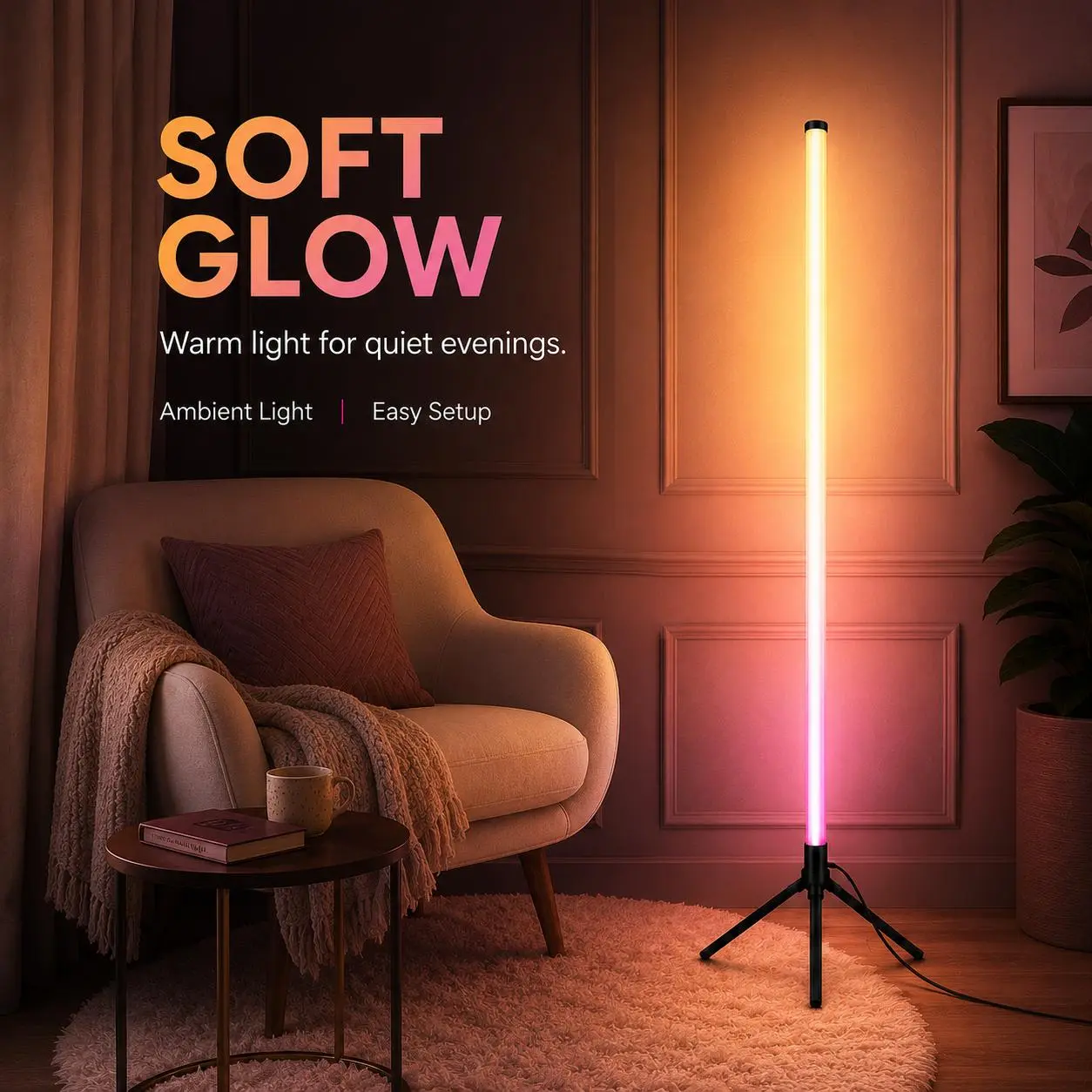 RGBIC Corner Color Glow Lamp, Space-Saving Triangle LED Floor Light with App & Remote Control, Layered Color Effects, Dimmable Brightness and Timer for Room Setups