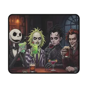 Mouse Pad, Tim Burton Gang - Jack Skellington, Beetlejuice, Edward Scissorhands, Sweeney Todd Drink Design, Desk Accessory, Office Decor