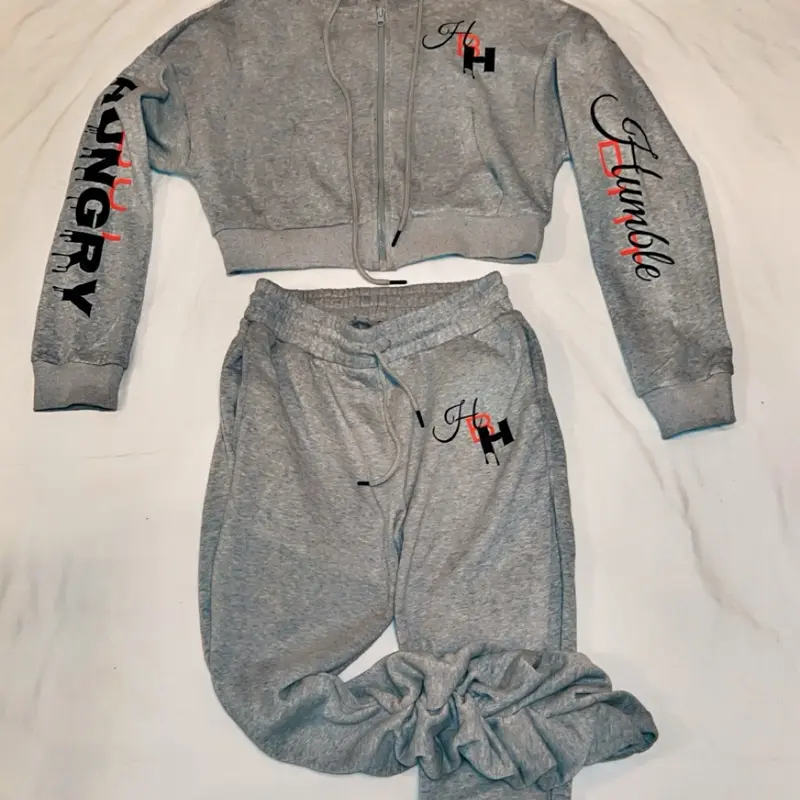 Humble BUT Hungry All Gray Women's Cropped Sweatsuit