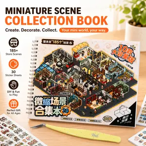 HAIL Telado Version 7 Mini Scene Sticker Book with Tweezers, 3D Miniature Art Tiny World Low Cortisol Stickers, Aesthetic Desk Decor Stress Relief Craft Kit for Adults (Journaling & Scrapbooking Use), Low Cortisol Sticker