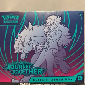 *Sealed* Pokémon Journey Together ETB Sealed Trading Card Game Featuring Scarlett O'hare, Not for Children Under 3, Choking Hazard Warning