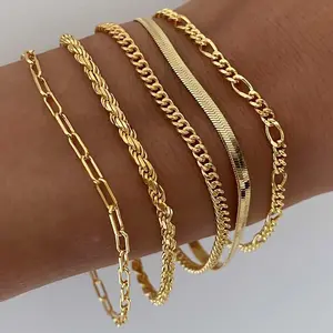 Tewiky  Bracelets for Women ,  Jewelry Sets for Women Trendy Thin Dainty Stackable Cuban Link Paperclip Chain Bracelet Pack Fashion Accessories Gifts for Womens maximalist jewelry