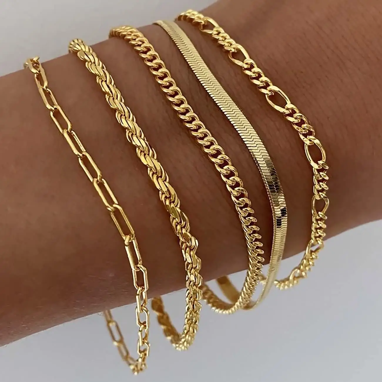 Tewiky Bracelets for Women , Jewelry Sets for Women Trendy Thin Dainty Stackable Cuban Link Paperclip Chain Bracelet Pack Fashion Accessories Gifts
