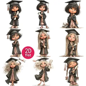 20pcs/2D flat of Graduation characters cheerful Series Stickers,Decorative Stickers for Handbooks Scrapbooks Diaries Photo Albums School Craft Materials And Stationery