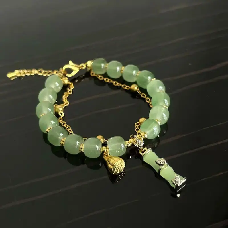 Women's Elegant Random Adjustable Bracelet Bangles with Lotus & Bamboo Design, Fashion Matching Bracelet for Party, Daily Clothing Decor, Trendy Jewelry for Birthday Gift, 90s Minimalism