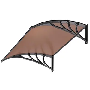 VIVOHOME Polycarbonate Window Door Awning Canopy with Black Bracket 40 Inch x 40 Inch Weatherproof