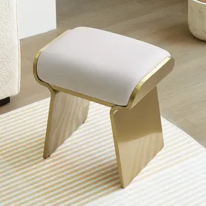 Homary Upart Leath-aire Upholstered Vanity Stool with Gold Frame 4.9 61 Reviews
