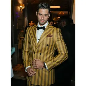 Men's 3-Piece SUIT Double-breasted solid color Suit Set buckle Shawl Lapel Slim-Fit Tuxedo Blazer  Dress & Pants Polyester Matching suits