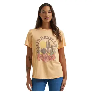 112372969 Wrangler Women's Short Sleeve Regular Fit T-Shirt - Apricot Wash Heather
