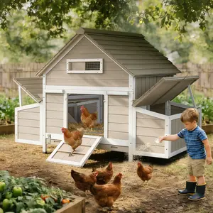Large Expandable Chicken Coop with 6 Nesting Boxes & Run Ready-PET86