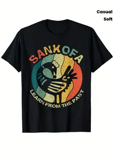 Men's Ghanaian Cultural T-Shirt - Sankofa Learn from The Past Adinkra Graphic Tee, Soft Cotton Shirt with Vintage Ghanaian Motif, Fade & Pill-Resistant Black Top for Everyday & Special Occasions - Ideal African Gift for Men, Casual Wear, Bold Print, Highq