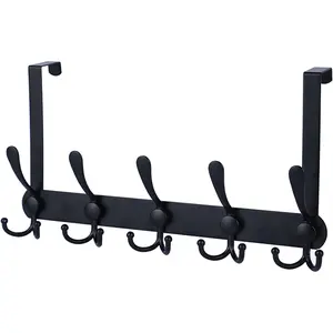 Over The Door Hooks,Coat Rack for Hanging Clothes Hat Towel (Heavy Duty Black 1pcs) -