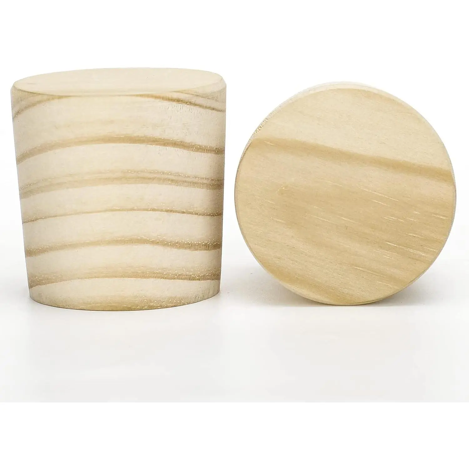Weysat 2 Pcs Wine Barrel Bung Plug 2.77-2 Inch Oak Wood Cork Stopper | Fits Whiskey Barrel Bung Hole, Natural Cork for Beer Bottle Crafts DIY, Seals 1.77-2 in Opening, Solid Oak Wood