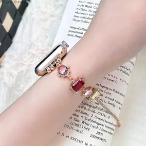 Bling Gemstone Apple Watch Band, Sparkling Metal Bracelet Strap with Adjustable Magnetic Closure, Compatible with 38–49mm Series & Ultra