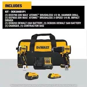 DEWALT HAMMER DRILL AND IMPACT DRIVER  SET