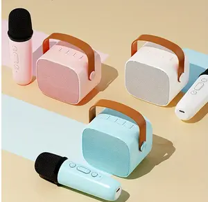 Portable Karaoke Machine Speaker- Built-in Music Player with Two Wireless Bluetooth Microphones-Rechargeable Mini KTV Speaker Subwoofer-Children Birthday Gifts, Family Parties, Birthday and Home Entertainment