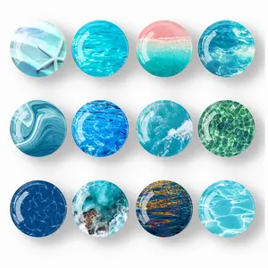 Ocean Series Set, Water Wave Magnetic Glass Stickers, Refrigerator Decorating Magnet, Kitchen Decor & Office Supplies, Perfect Gift for Friends Family Colleagues
