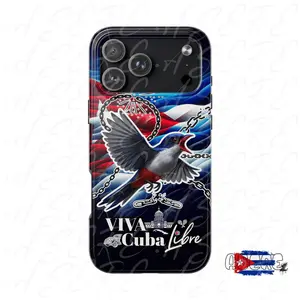 Tough Phone Case TOCORORO CUBANO CULTURA BANDERA DE CUBA Protection Customized Design Impact Resistant TPU Lining Polycarbonate Shell Glossy Finish Viva Cuba Libre