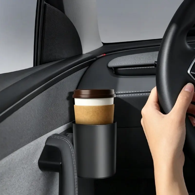 2026 Upgraded Cup Holder & Organizer for Tesla Model Y Juniper & Model 3 Accessories Multi-Functional ABS Storage Box Non-Adhesive Secure Lock Design Fits Front Left/Right Easy Install, Damage-Free Water Bottle Cup Mount, 3.7" Deep Large Capacity