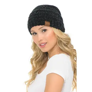 C.C Women's Chenille Soft Thick Knit Beanie Cap Hat - Warm, Stretchable, and Perfect for Winter Outdoor Activities (CC Hat 30)