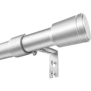 1 Inch Diameter Adjustable Heavy Duty Silver Curtain Rods, 1 Pack 30-120 Inch Long Window Treatment Rod Fits Most Standard Windows for Bedroom Living Room Farmhouse