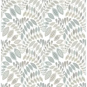 212 MAIN Classic Vinyl Peel & Stick Wallpaper Designs (NuWallpaper NUS3260 Gustavus Blue Scandinavian), Self Adhesive Decorative Wallpaper for DIY Home Decor
