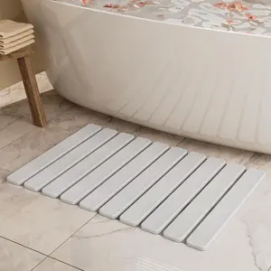 Foldable Super Absorbent Quick Dry Non Slip Large Diatomaceous Earth Bath Mat, Stone Drying Mat for Bathroom Kitchen Counter, 23.5 x 15.4in, White