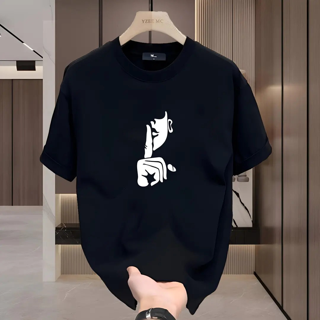 Menswear Oversized Printed Heavy T-Shirt - Men's Pure Cotton Short-Sleeve Trendy Brand Casual Summer Versatile Loose Top, Tshirt, Shortsleeve