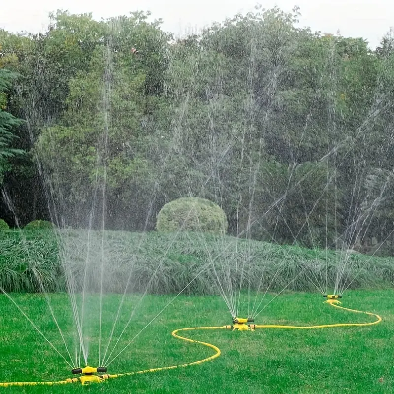 360° Automatic Garden Sprinkler, PVC Garden Lawn Sprayer with Multiple Nozzles, Ground Stake, Water Pipe and Quick Connector, Automatic Garden Sprinklers, Garden Lawn Sprayers