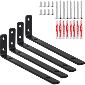 L Bracket 4 Pack, Heavy Duty L Shelf Bracket, 8"*2"(200*50mm) Metal Floating Shelf Brackets with Screws & Fischer Anchors for Kitchen/Bedroom/Outdoor (8 inch)