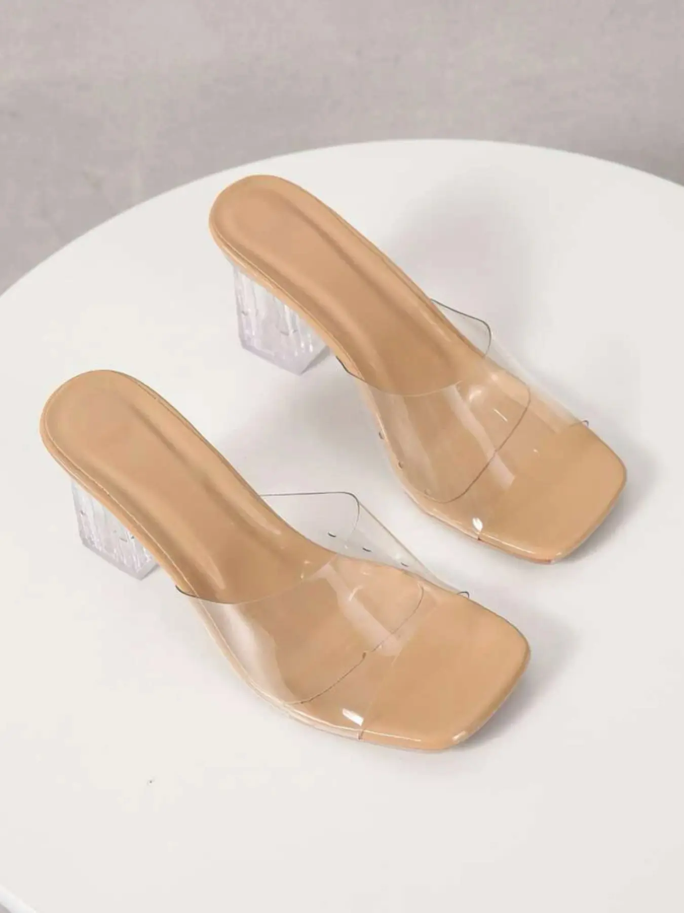 Szl Simple Thick Heel Sandals, Fashionable Slide Sandals, Fashion Transparent Strap Design, Perfect for Summer Vacation Party, Trendy College Essential Shoes, Chunky Heeled Shoe, Fashionable Casual Sandals, Holiday Sandals, Boho Sandals