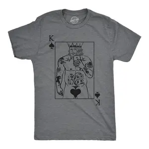 Mens Funny T Shirts King Of Spades Sarcastic Playing Card Graphic Novelty Tee for Men Mens Funny T Shirts Cool Vintage Fashion T-Shirt Gift Classic Menswear Funny Sarcastic Short Sleeve Novelty Tees for Guys Dark Grey
