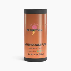 Instant Coffee Beverage - Medium Roast, 70% Roasted Arabica Coffee, Functional Mushroom Boost, Bean Fuse-Infused, Brain Storm Support, 1.9oz (54g), Yes