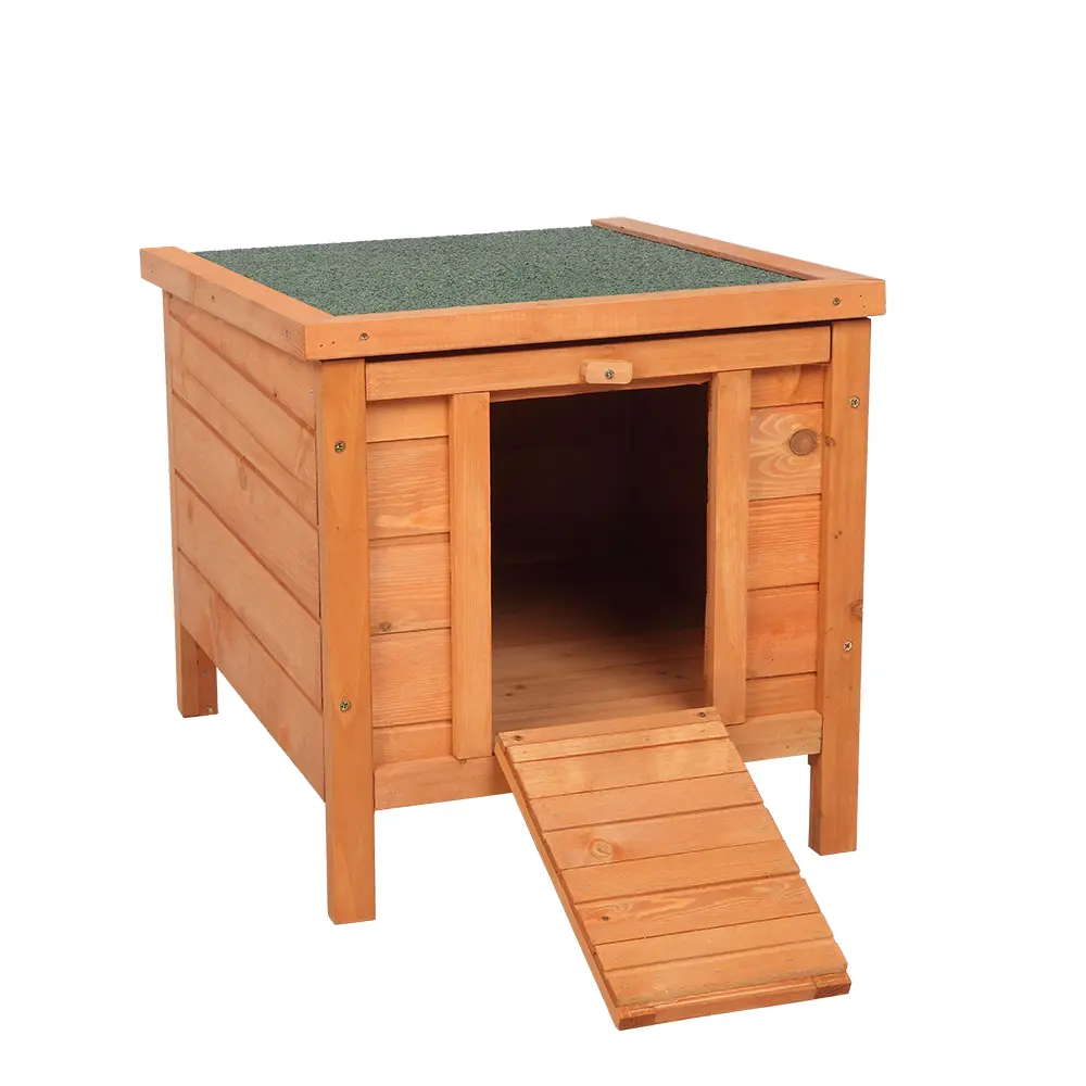 20" Wooden Rabbit & Chicken Hutch, Bunny Cage, Small Animal House, Habitat with Waterproof Roof, Natural Wood Color / Gray