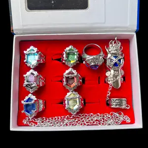 Katekyo Hitman Reborn! Vongola Guardian Rings Set – 9pcs Anime Cosplay Rings with Tsuna's Sky Flame Ring, Ideal for Fans, Cosplay, Birthday & Holiday Gifts, Collectible Jewelry for Reborn Lovers engagement