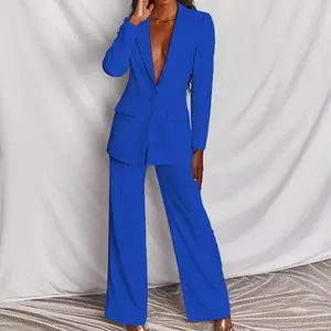 2025 Autumn New Women's Elegant Long Sleeve Blazer Straight Pants Suit Womenswear Trouser Basic Chic