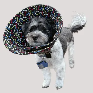 Soft Dog Cone for Surgery Recovery – Comfortable & Flexible (Bright Bone Print)