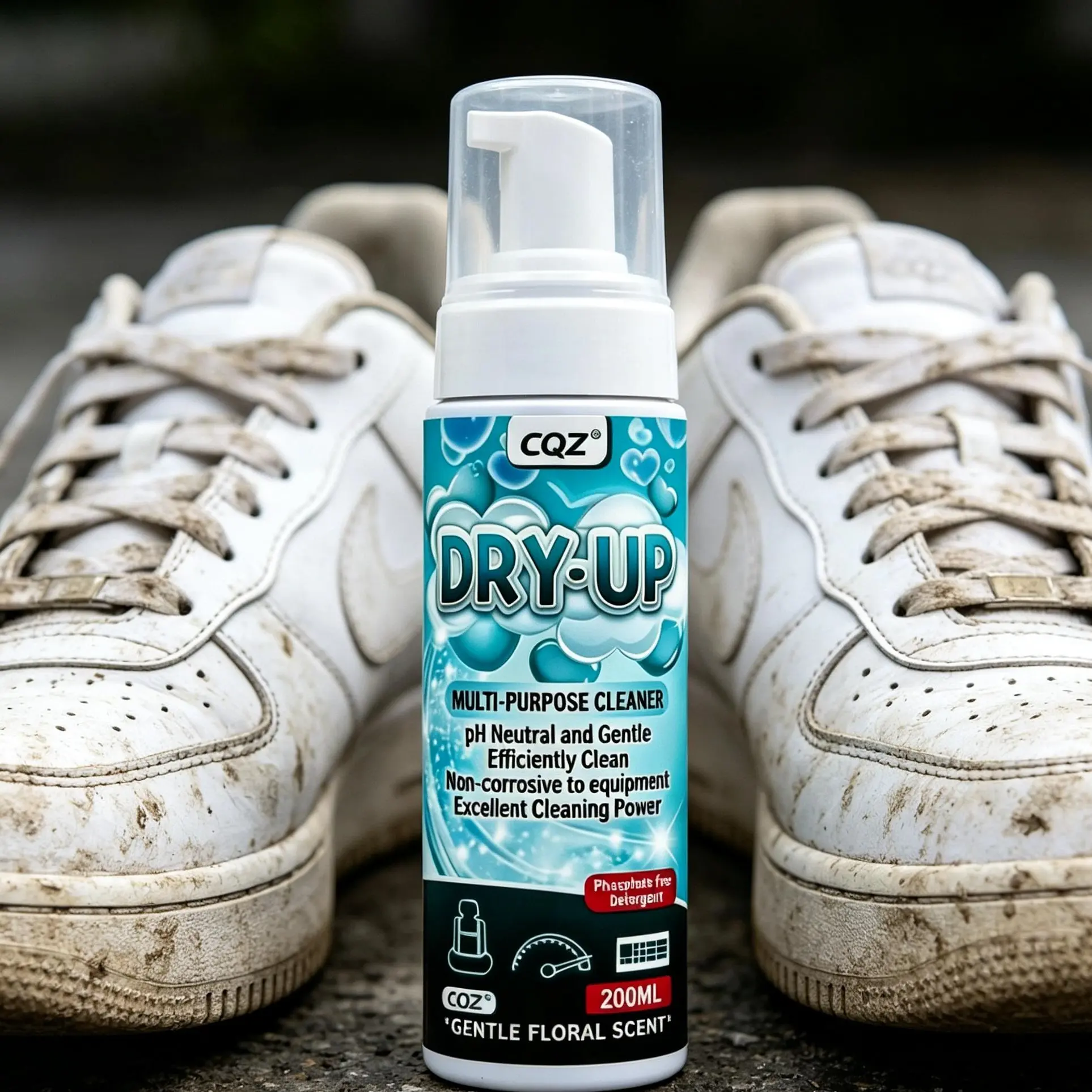Multi-Purpose Foam Cleaner 200ML/ No Rinse Formula,/Quicklyremoves dirt and stains Suitable for sneakers,tennis shoes, leather, canvas, rubber, and othershoe types, as well as car interior cleaning/pH Neutral / portable cleaner. outdoorfun Footwear