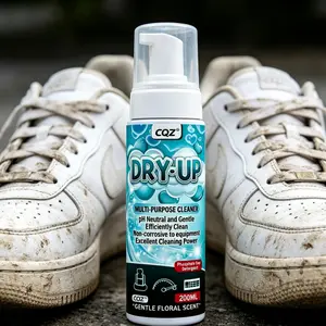 Multi-Purpose Foam Cleaner 200ML/ No Rinse Formula,/Quicklyremoves dirt and stains Suitable for sneakers,tennis shoes, leather, canvas, rubber, and othershoe types, as well as car interior cleaning/pH Neutral / portable cleaner. outdoorfun