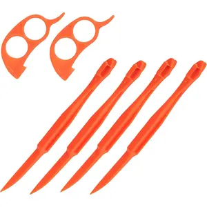 Soft Home Premium Plastic Orange Peeler Lemon Citrus Peel Cutter Vegetable Slicer Fruit Tools (Long Handle Type Orange 4 Pack; Mouse Type orange 2 Pack)