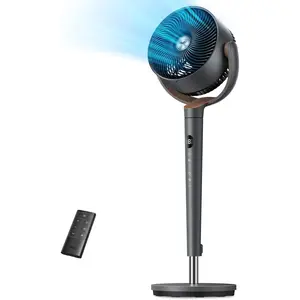 DREO Fan for Bedroom, 120° Oscillating Standing Fans, Quiet Floor Fan with DC Motor, 100ft Pedestal Fans for Room, 9 Speeds, 4 modes, 20dB, 120° Manual Vertical, 37-42" Adjustable Height, 9H Timer