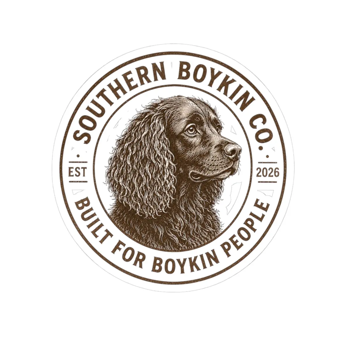 Southern Boykin Co. 100% Durable Vinyl Animal Sticker - 'Built for Boykin People' Decal, Bright Durable Appearance, Water Resistant, Fade-Resistant Colors, 4 Sizes, Acrylic Collectibles, Junk Journal Aesthetic DIY Scrapbooking Accessory